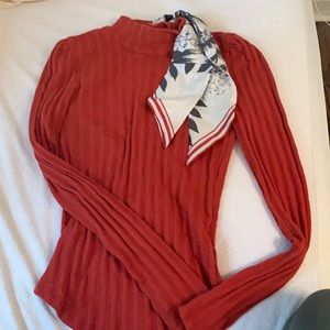 Free People Burnt Orange Long Sleeve Top